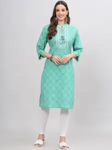 HIGHLIGHT FASHION EXPORT Geometric Cotton Mirror Work Kurta