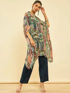Soch Women Abstract Print Kaftan Top With Trousers