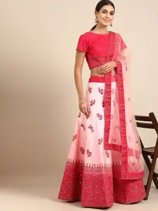 Shaily Embroidered Thread Work Semi-Stitched Lehenga & Blouse With Dupatta