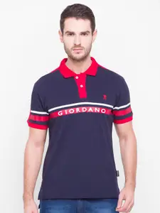 GIORDANO Typography Polo Collar Cotton Slim Fit T-shirt