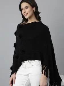 SHOWOFF Women Cable Knit Longline Poncho