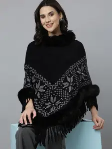 SHOWOFF Women Longline Poncho with Embellished Detail