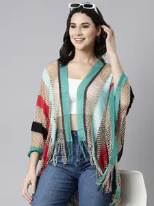 SHOWOFF Women Striped Longline Poncho