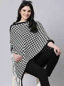 SHOWOFF Women Longline Poncho with Fringed Detail