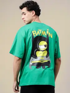 WEARDUDS Batman Printed Round Neck Drop-Shoulder Sleeves Oversized T-shirt