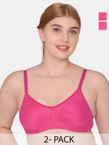 Tweens Pack Of 2 Full Coverage Non Padded Seamless Cotton T-shirt Bra With All Day Comfort