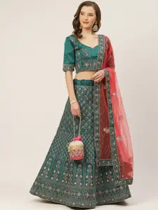 Shaily Embroidered Sequinned Semi-Stitched Lehenga & Blouse With Dupatta