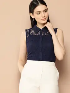 her by invictus Lace Sheer Casual Shirt