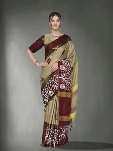 Mitera Ethnic Motifs Embroidered Silk Cotton Uppada Saree