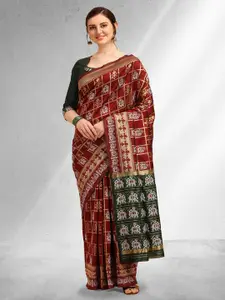 Mitera Ethnic Motifs Woven Design Silk Cotton Ikat Zari Saree