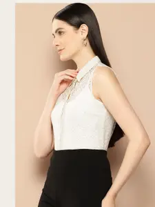 her by invictus Lace Sheer Casual Shirt