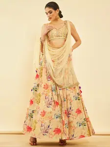 Soch Embellished Mirror Work Ready to Wear Lehenga & Blouse With Dupatta