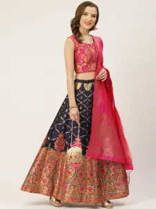 KALINI Woven Design Semi-Stitched Lehenga & Blouse With Dupatta