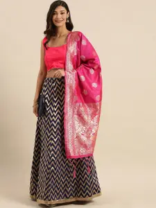 KALINI Woven Design Semi-Stitched Lehenga & Blouse With Dupatta