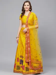 HRITIKA Embroidered Thread Work Semi-Stitched Lehenga & Blouse With Dupatta
