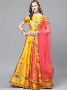 HRITIKA Embroidered Thread Work Semi-Stitched Lehenga & Blouse With Dupatta