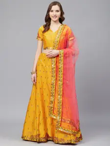 HRITIKA Embroidered Thread Work Semi-Stitched Lehenga & Blouse With Dupatta