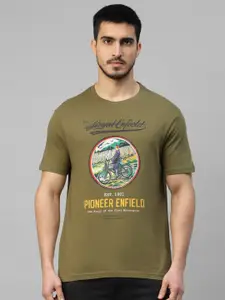 Royal Enfield Round Neck Short Sleeves Varsity Printed T-shirt
