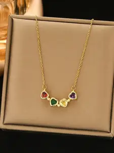 Fashion Frill Stainless Steel Gold-Plated Necklace
