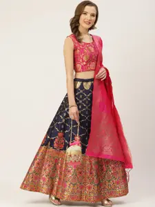 KALINI Woven Design Semi-Stitched Lehenga & Blouse With Dupatta