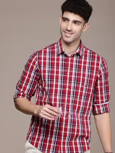 Nautica Slim Fit Checked Cutaway Collar Casual Shirt