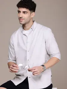 Nautica Classic Self Striped Cutaway Collar Pure Cotton Casual Shirt