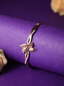 Zeraki Jewels Stainless Steel Rose Gold-Plated  Stones Studded Kada Bracelet
