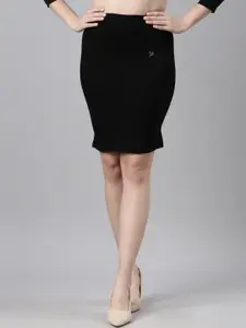 TWIN BIRDS High Rise Side Slit Stretchable Knee Length Skirt Shapewear
