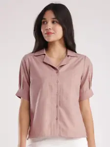 FableStreet Roll-Up Sleeves Cotton Shirt Style Top