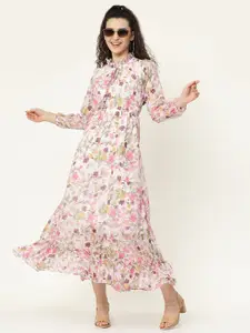 MISS AYSE Floral Print Georgette Maxi Dress