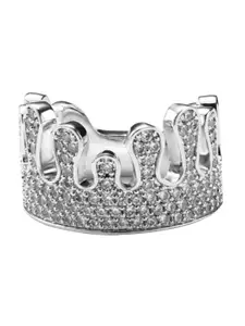 Drip Project Men 14K White Gold-Plated CZ-Studded Ring