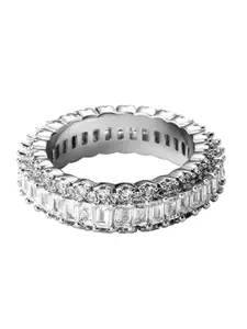 Drip Project Rhodium-Plated CZ Studded Finger Ring