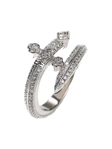 Drip Project Men Rhodium Plated AD Studded Dagger Ring