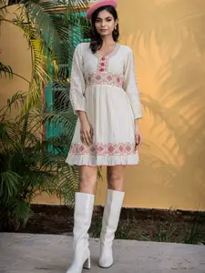 Vishudh Embroidered A-Line Dress