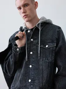 H&M Slim Fit Hooded Denim Jacket