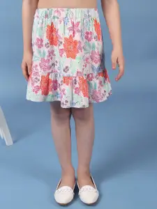 One Friday Girls Floral Printed Tiered Skirt