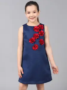 One Friday Girls Sleeveless Top with Flowers Applique