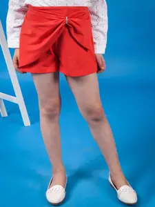 One Friday Girls Mid-Rise Cotton Bow Shorts