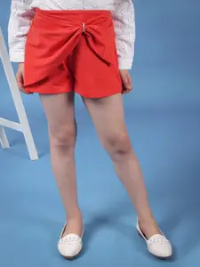 One Friday Girls Mid-Rise Cotton Bow Shorts