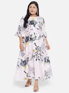 Indietoga Women Plus Size Floral Print Fit & Flare Maxi Dress