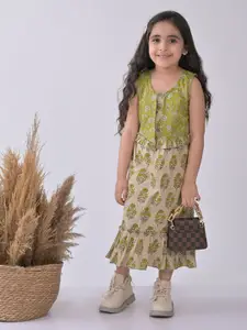 Sangria Floral Midi Dress With Printed jacket