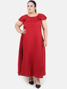 Indietoga Women Plus Size Solid Fit & Flare Maxi Dress