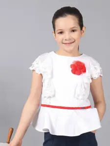 One Friday Girls Pure Cotton Top With Frills