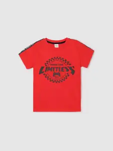 max Boys Typography Printed Applique T-shirt