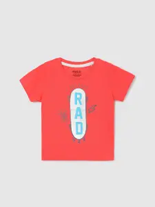 max Boys Typography Printed Applique T-shirt