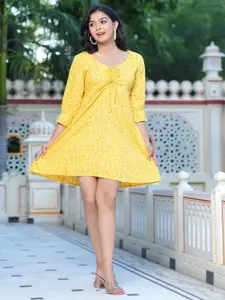 BAESD Women Floral Printed Round Neck A-Line Dress