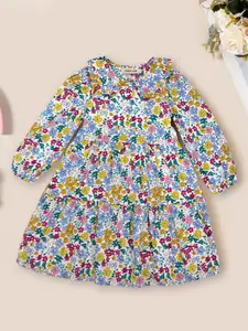 INCLUD Floral Print Puff Sleeve Fit & Flare Dress