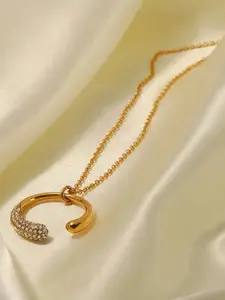 Inaya Gold-Plated Cubic Zirconia Crescent Necklace