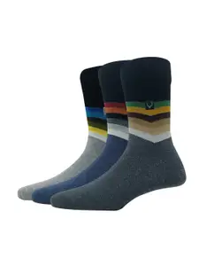 Allen Solly Men Pack Of 3 Patterned Cotton Calf-Length Socks