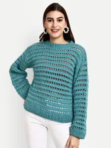 WINDROP SOLUTIONS Open Knit Self Design Pullover